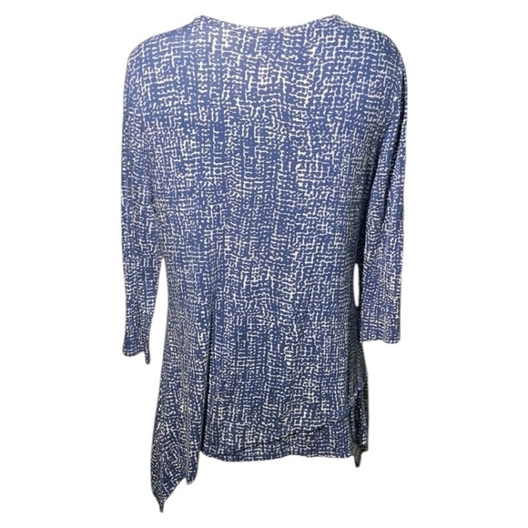 Rafaela Women’s Lg Blue/White Print Shirt 3/4 Slv Tunic W/ Cutout And Metal - Picture 3 of 5